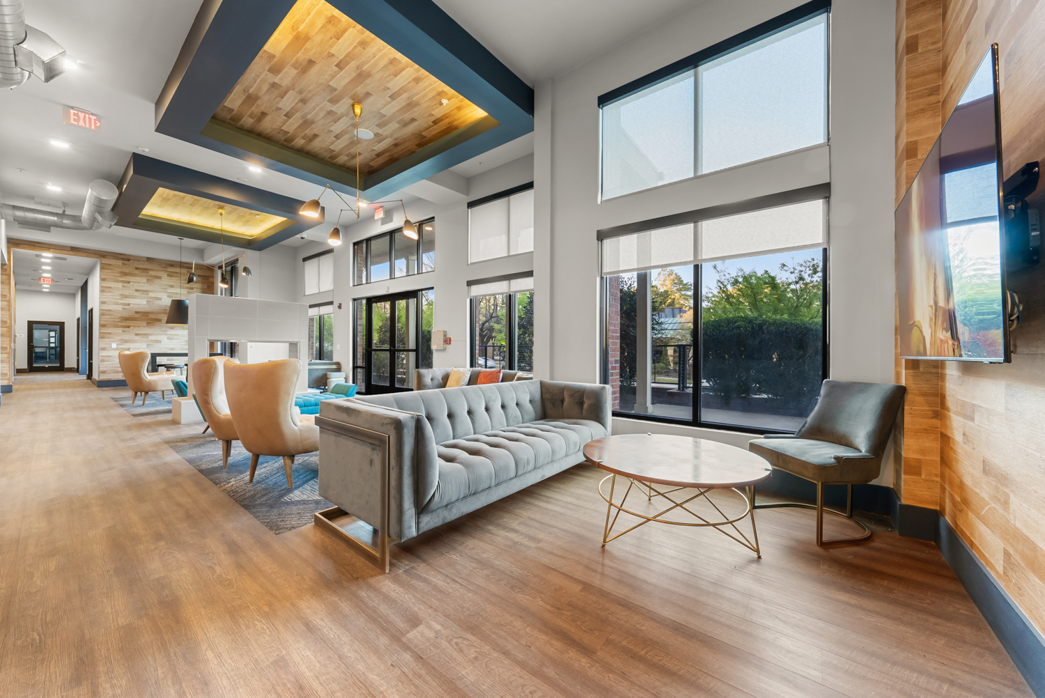 Modern clubhouse lounge area